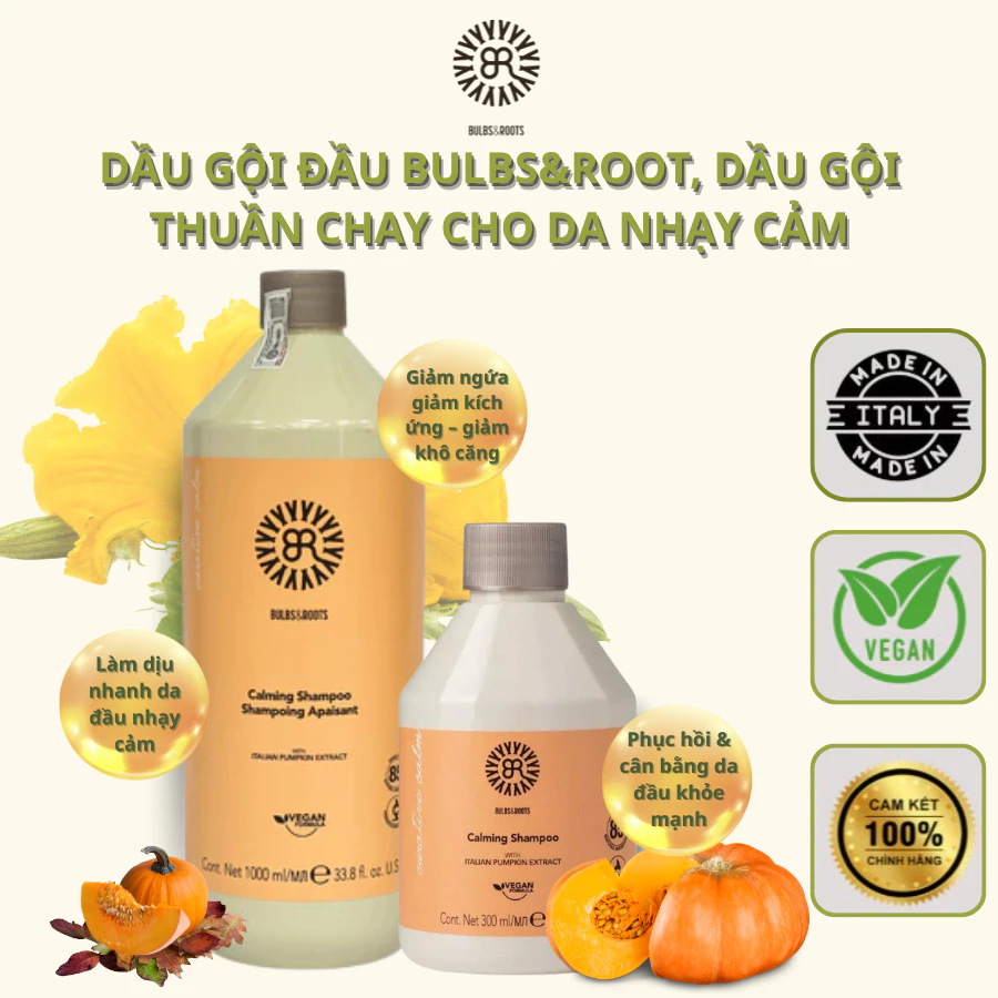 Dầu Gội Đầu Bulbs&Root Curative Calm Calmimg Shampoo, Dầu Gội Thuần Chay Cho Da Đầu Nhạy Cảm